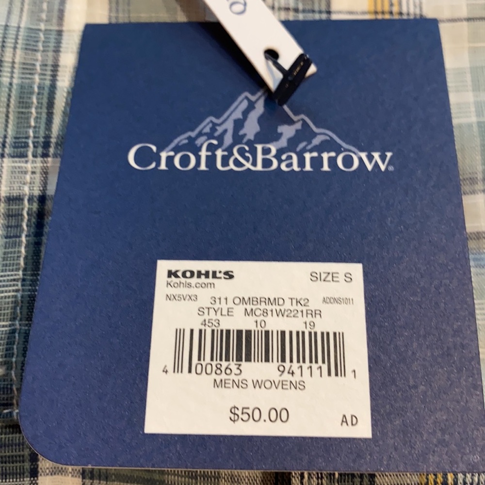 Croft & Barrow SZ Small Plaid Quick Dry Shirt D26 - Picture 11 of 11